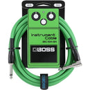 Boss BIC10A Right-Angle 1/4" to Straight 1/4" Instrument Cable - 10ft - Green