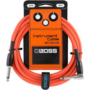 Boss BIC10A Right-Angle 1/4" to Straight 1/4" Instrument Cable - 10ft - Orange