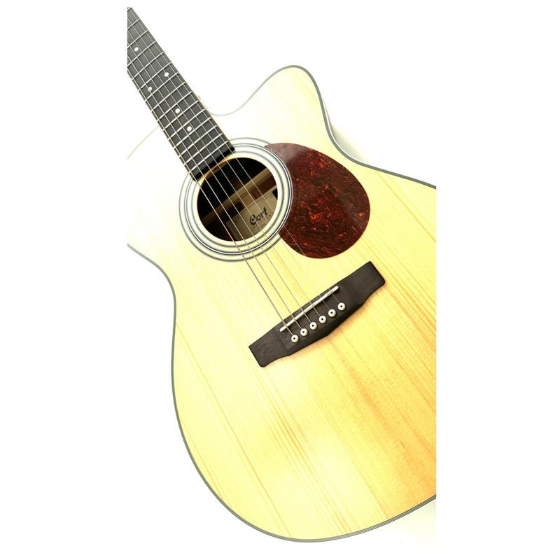 Cort L500E OP Cutaway OM Shaped Solid Top Acoustic Electric Guitar w/ Gig Bag