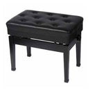 Xtreme KTW15 Height Adjustable Piano Stool w/ Storage - Buttoned Black Vinyl