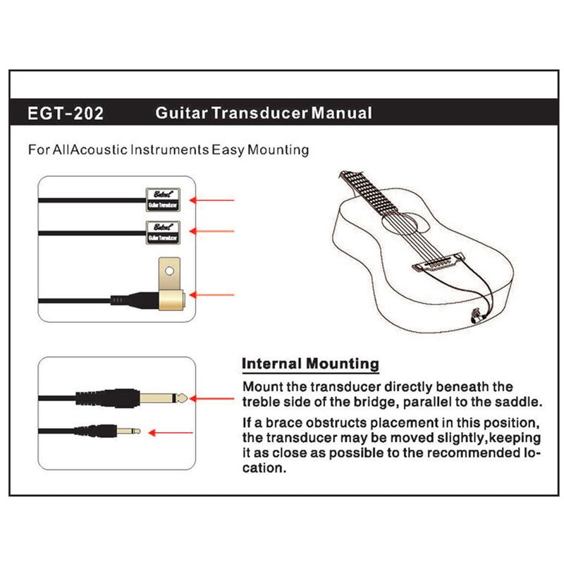 Belcat EGT-202 Easy Surface Mounted Double Transducer Pickup System For use with all Acoustic Instruments
