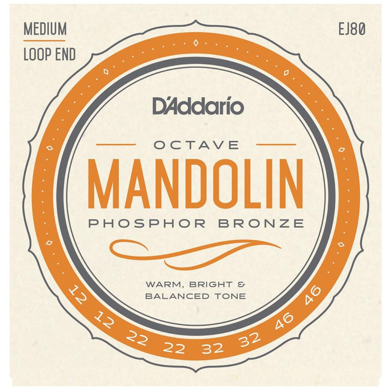 D'Addario EJ80 Octave Mandolin Phosphor Bronze Strings Medium - 12-46