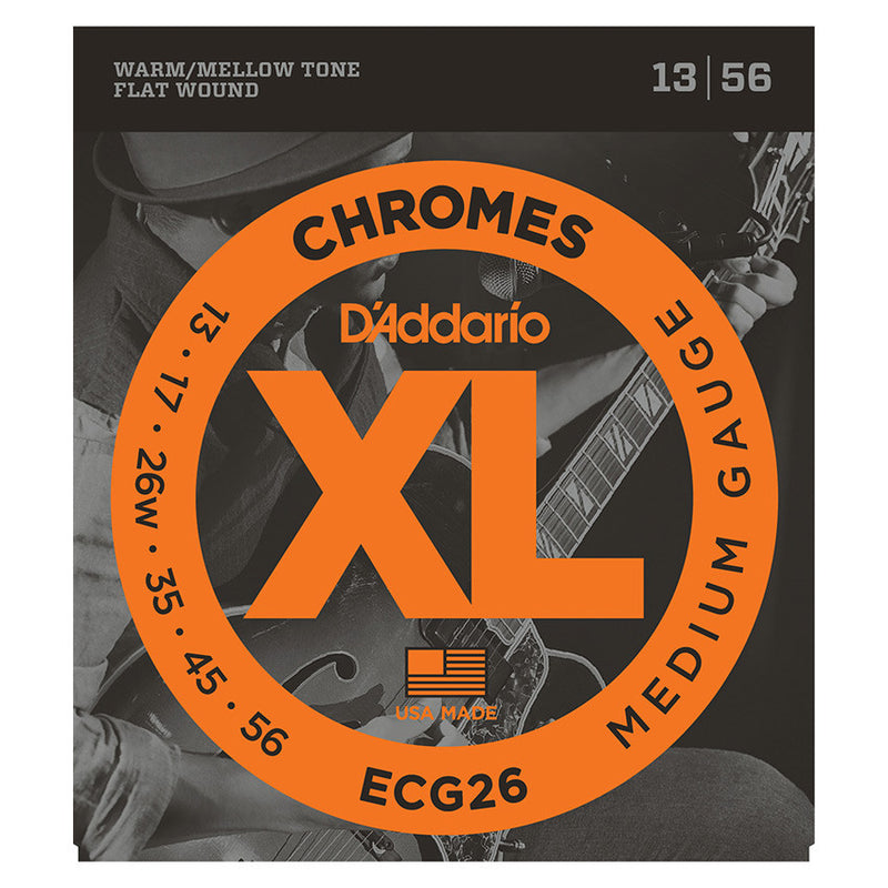 D'Addario ECG26 Chromes Set - Flat Wound, Medium, 13-56