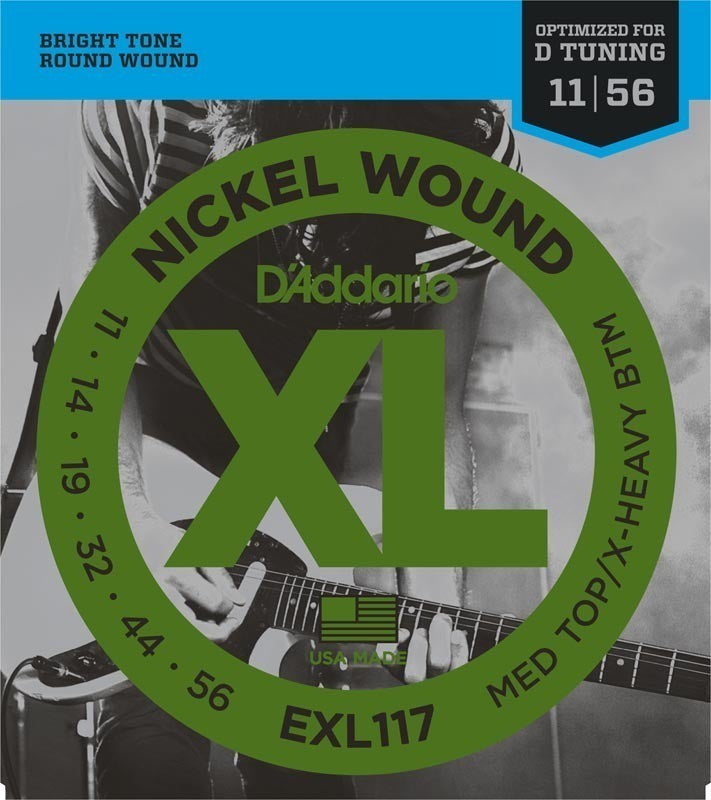D'Addario EXL117 Nickel Wound Electric Guitar Strings Medium Top - Heavy Bottom 11-56
