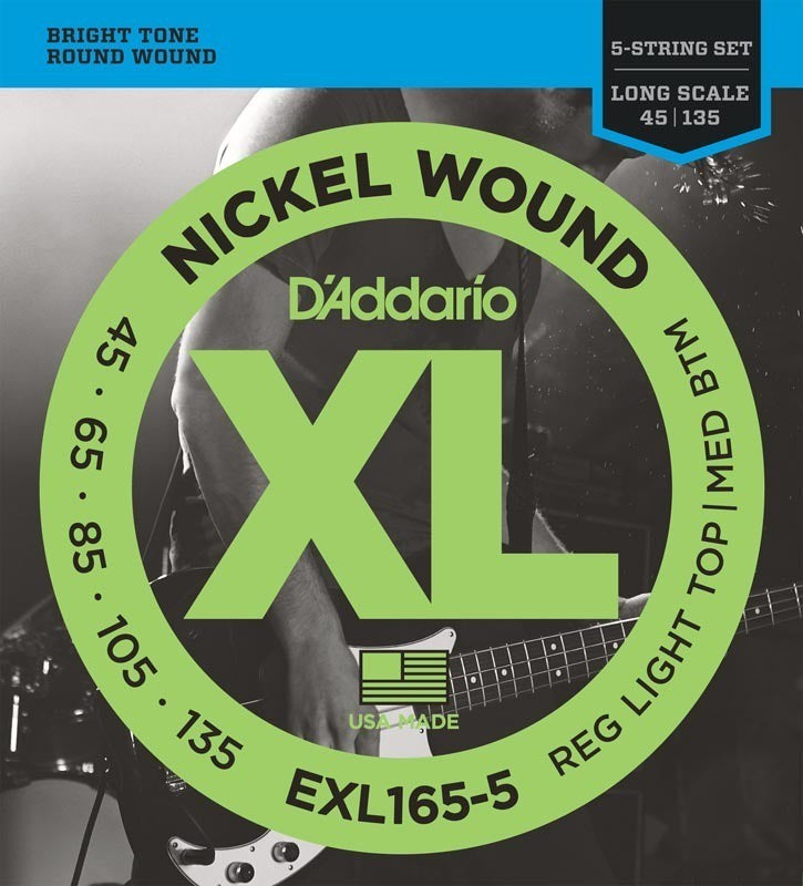 D'Addario EXL165-5 Long Scale Bass Strings - 5 String Set
