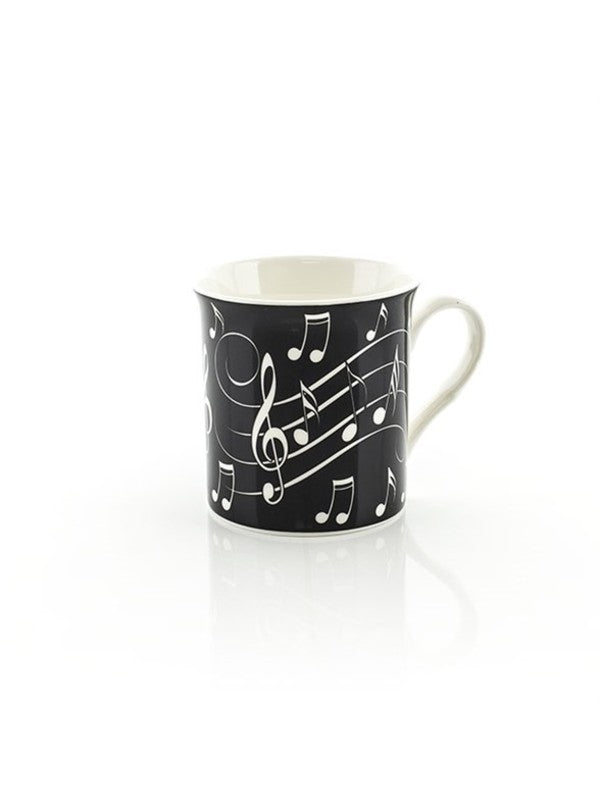Music Notes Mug - White On Black