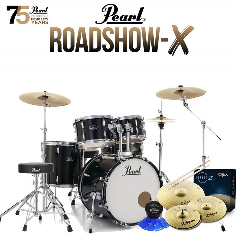 Pearl RS505B/C-31X Roadshow-X 20" Fusion Drum Kit [+ Hardware, Cymbals] - Jet Black