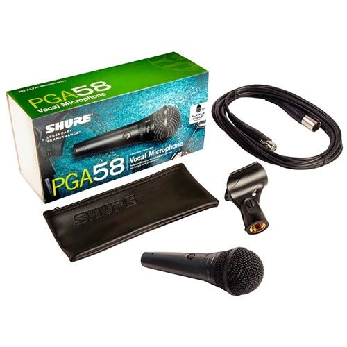 Shure PGA58 Cardioid Dynamic Vocal Microphone with XLR-XLR Cable