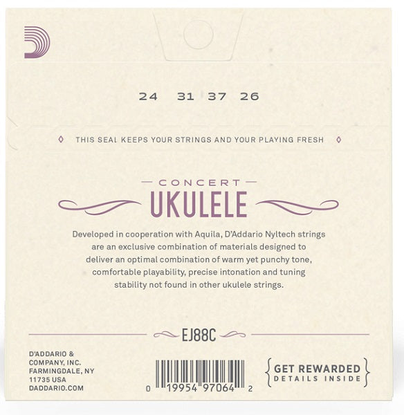 D'Addario EJ88C Nyltech Ukulele Strings - Concert