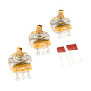 Fender Stratocaster 250K Potentiometer & Capacitor Kit, Split Shaft - 3-Pack