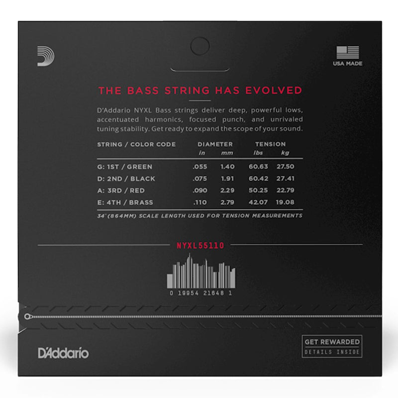 D'Addario NYXL55110 Nickel Wound Bass Strings - Heavy 55-110