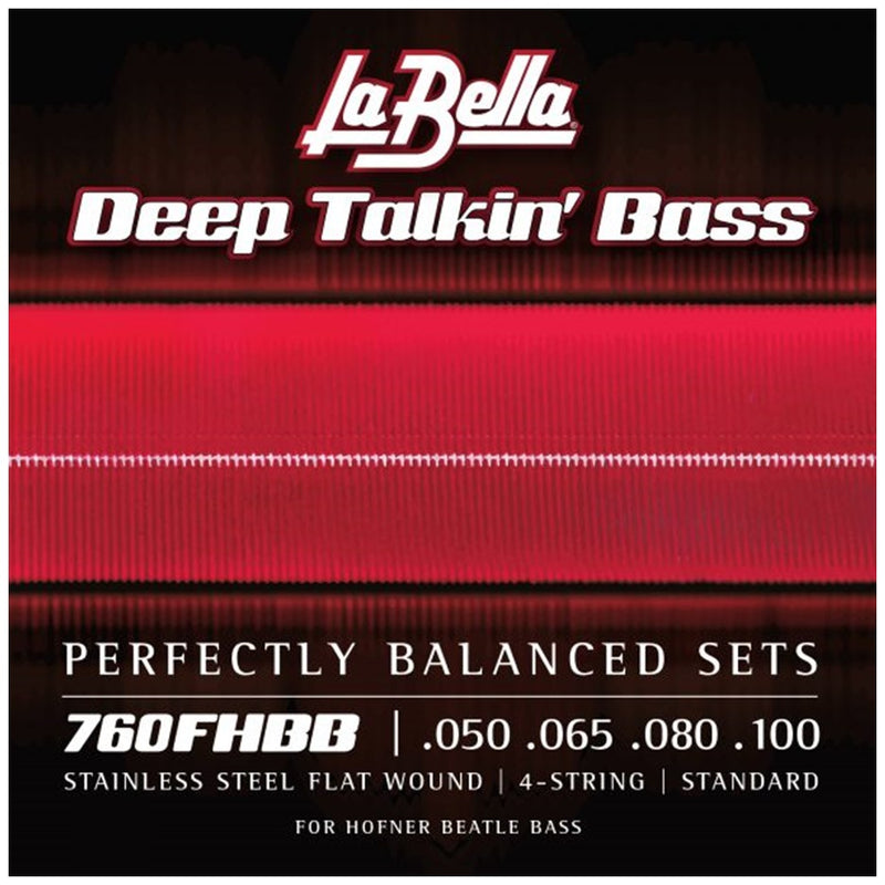 La Bella 760FHBB Deep Talkin' Stainless Flat Wound Bass Strings 50-100 - for Hofner "Beatle" Bass