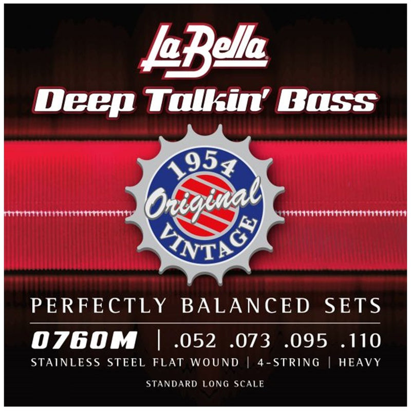 La Bella 0760M Deep Talkin' Original 1954 Style Stainless Flat Wound Bass Strings Heavy - 52-110