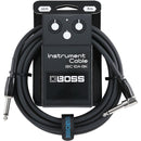 Boss BIC10A Right-Angle 1/4" to Straight 1/4" Instrument Cable - 10ft -Black