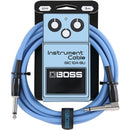 Boss BIC10A Right-Angle 1/4" to Straight 1/4" Instrument Cable - 10ft - Blue