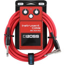 Boss BIC10A Right-Angle 1/4" to Straight 1/4" Instrument Cable - 10ft - Red