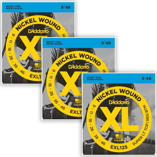 *Promo* D'Addario EXL125-3D Super Light / Regular Bottom (3 Pack) 9 - 46