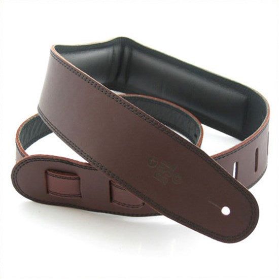 DSL GEG35 Series Padded Guitar Strap (Saddle Brown, Black Backing 3.5")