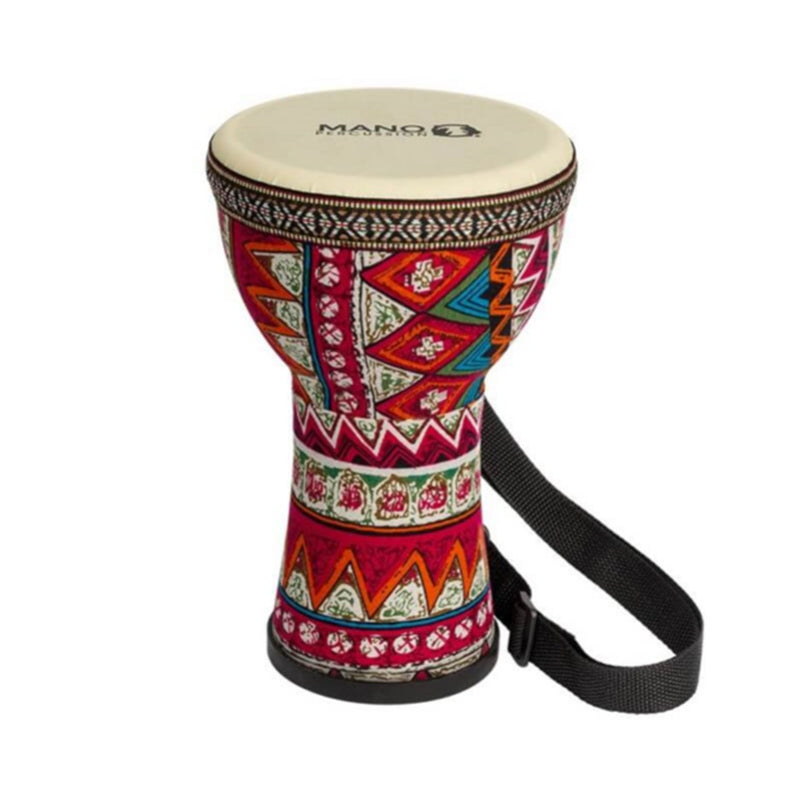 Mano Percussion MPC23 6" Djembe w/Bag & Strap - Red and Blue Cloth