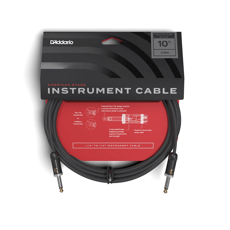 D'Addario American Stage Instrument Cable, Straight to Straight - 10ft.