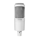 Audio Technica AT2020 CWH Cardioid Condenser Microphone w/ Pop Filter & Shock Mount - White