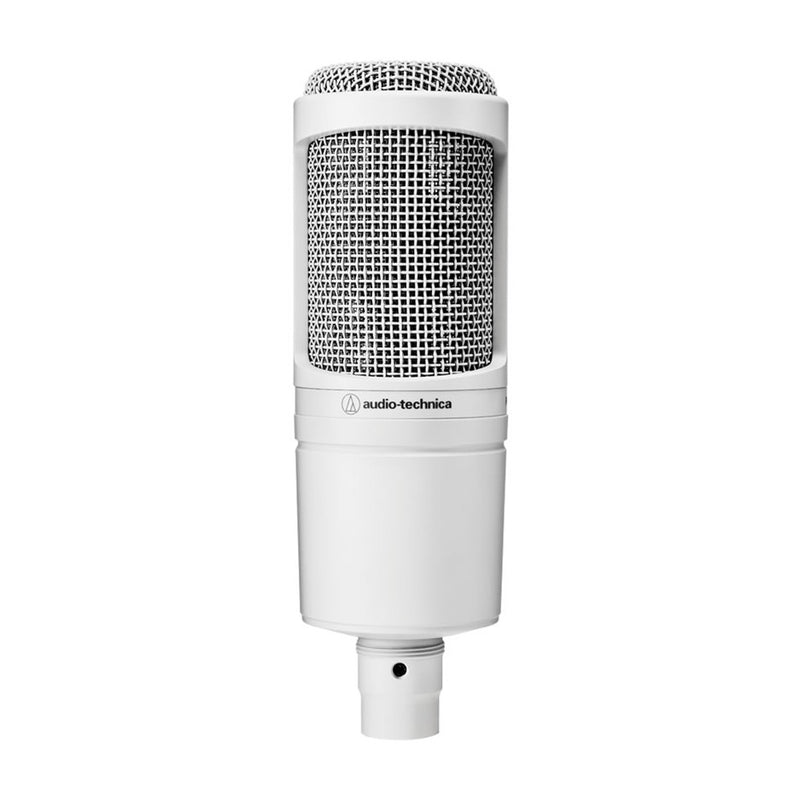 Audio Technica AT2020 CWH Cardioid Condenser Microphone w/ Pop Filter & Shock Mount - White
