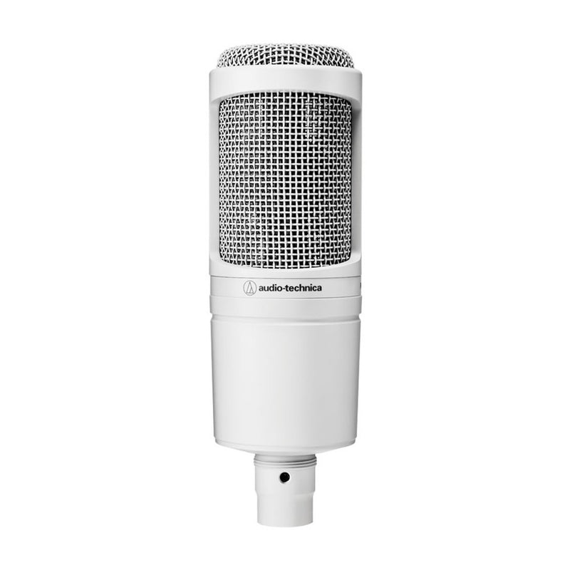 Audio Technica AT2020 CWH Cardioid Condenser Microphone w/ Pop Filter & Shock Mount - White