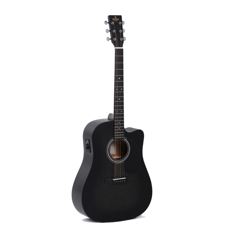 Sigma DMCE-BKB Solid Top Dreadnought Acoustic Electric Guitar w/ Gig bag - Black Burst