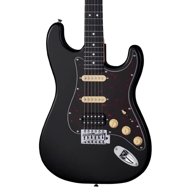 Mooer MSC-10-BLK/TTSP St-Style Electric Guitar - Black w/ Tortoiseshell Pickguard