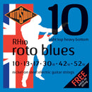 Rotosound RH10 Blues Light Top Heavy Bottom Nickel on Steel Electric Guitar Strings w/ Extra 1st String - 10 - 52