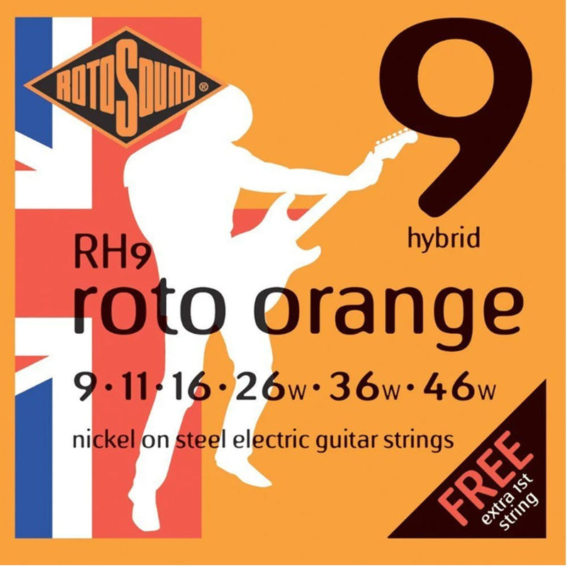 Rotosound RH9 Orange Hybrid Nickel on Steel Electric Guitar Strings w/ Extra 1st String - 9 - 46