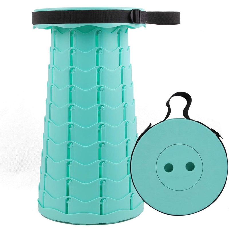 VM Telescopic Folding Cello Stool, Round Plastic - Green