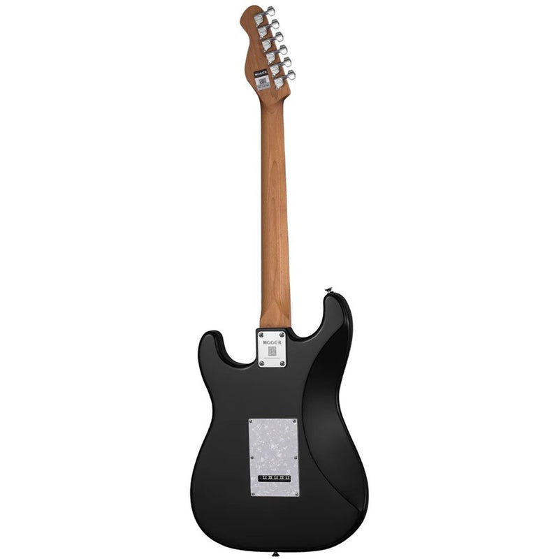 Mooer MSC-10-BLK-WHTSP ST-Style Electric Guitar - Black w/ White Pearl Pickguard