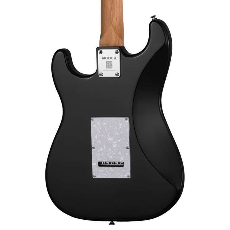 Mooer MSC-10-BLK-WHTSP ST-Style Electric Guitar - Black w/ White Pearl Pickguard