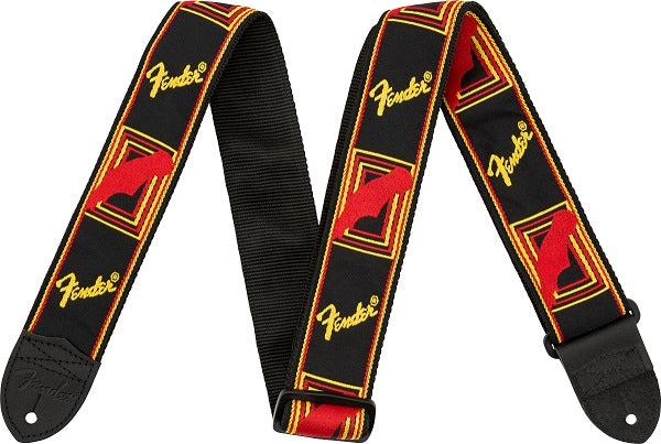 Fender 2" Monogrammed Strap - Black / Yellow / Red