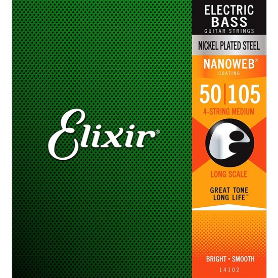 Elixir 14102 Nanoweb Medium Nickel Plated Bass Strings 50-105