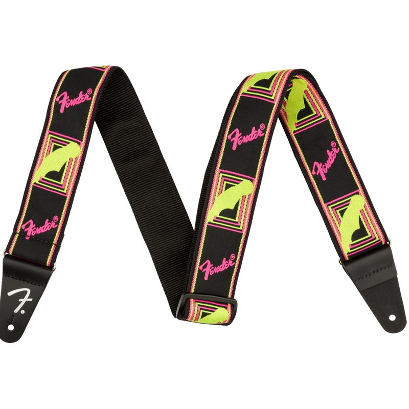 Fender Neon Monogrammed Strap - Yellow / Pink