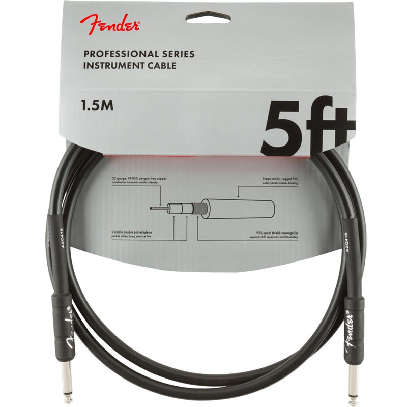Fender Professional Series Instrument Cable Straight/Straight 5' - Black