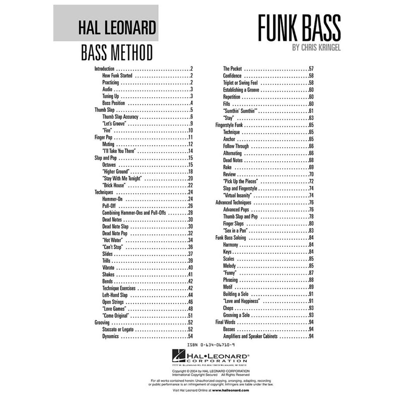 Hal Leonard Funk Bass Method w/ Online Access
