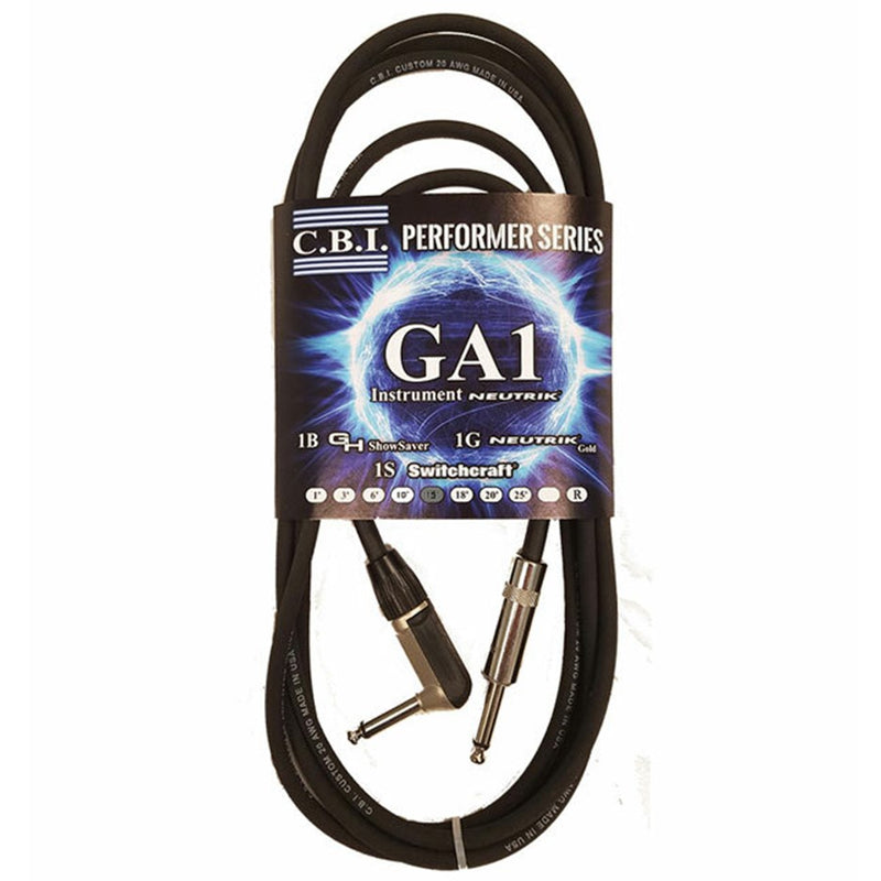 CBI GA1-1R Series Instrument Cable - 15ft (Straight - Right Angle)”