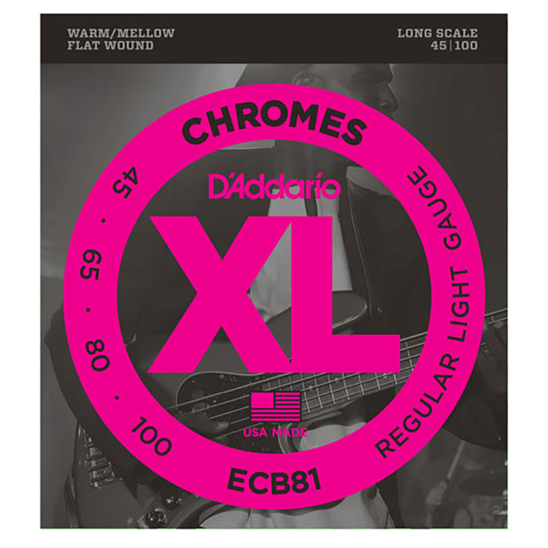 D'Addario ECB81 Chromes Bass Set - Light, 45-100, Long Scale