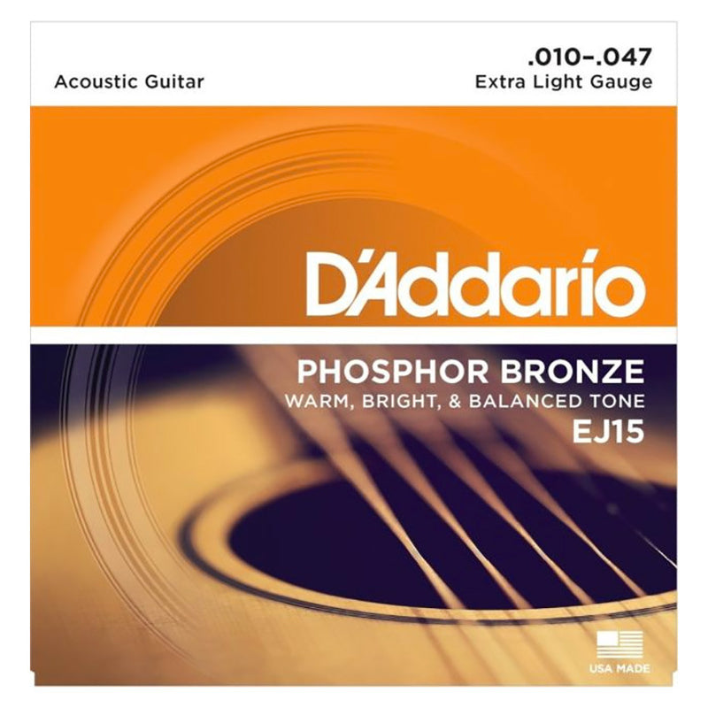 D'Addario EJ15 Phosphor Bronze Set - Extra Light, 10-47