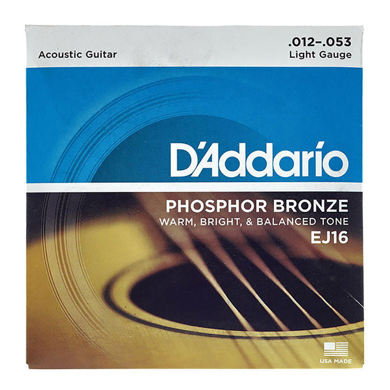 D'Addario EJ16 Phosphor Bronze Acoustic Set - Light, 12-53
