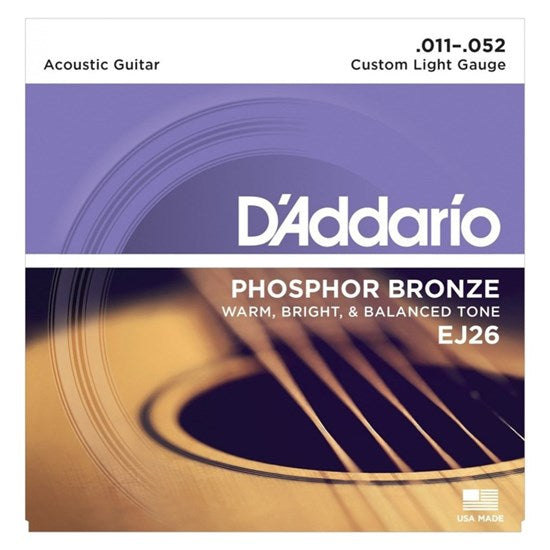 D'Addario EJ26 Phosphor Bronze Set - Custom Light, 11-52
