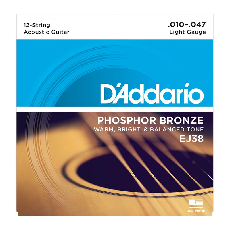 D'Addario EJ38 Acoustic 12-String Set - Bronze, Light, 10-47