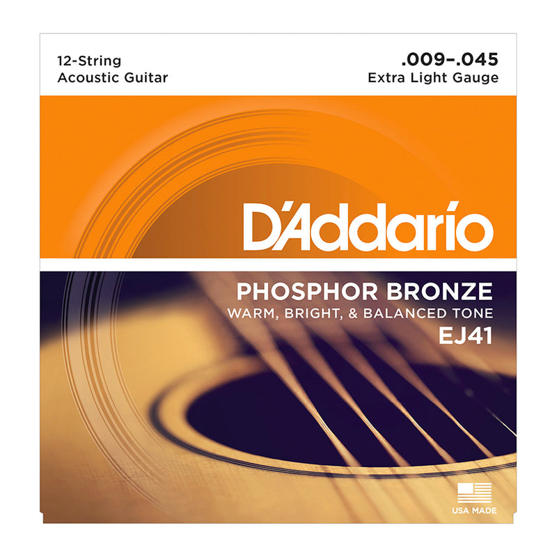 D'Addario EJ41 12 String Acoustic Set - Bronze, Light, 9-45