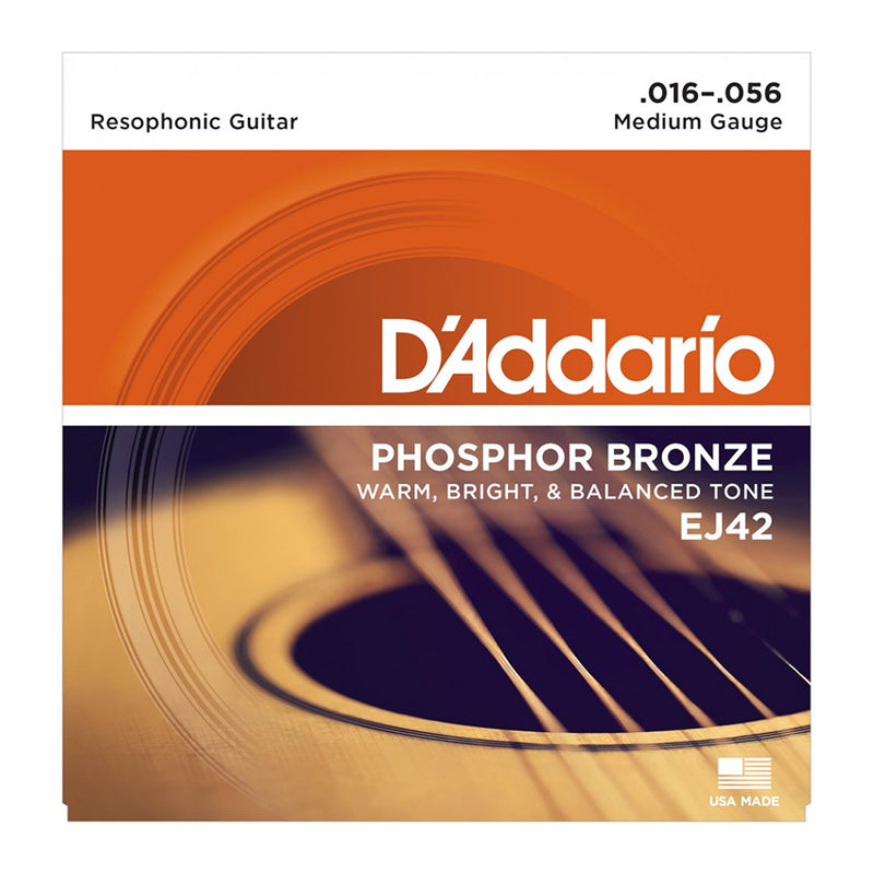 D'Addario EJ42 6 String Set- Resophonic Guitar Strings, 16-56