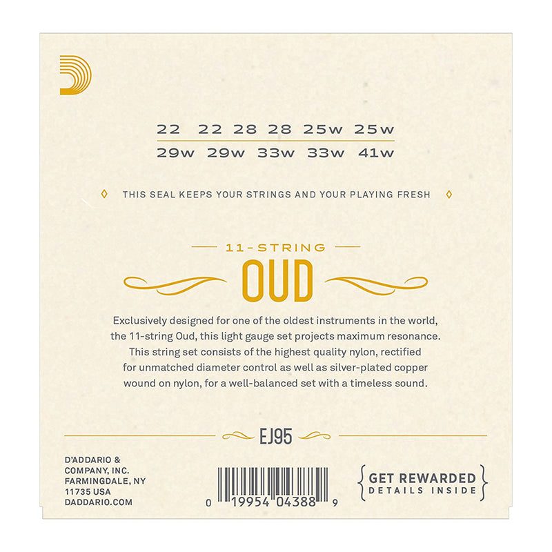 D'Addario EJ95 Oud 11-String Set, Nylon - Turkish Oud
