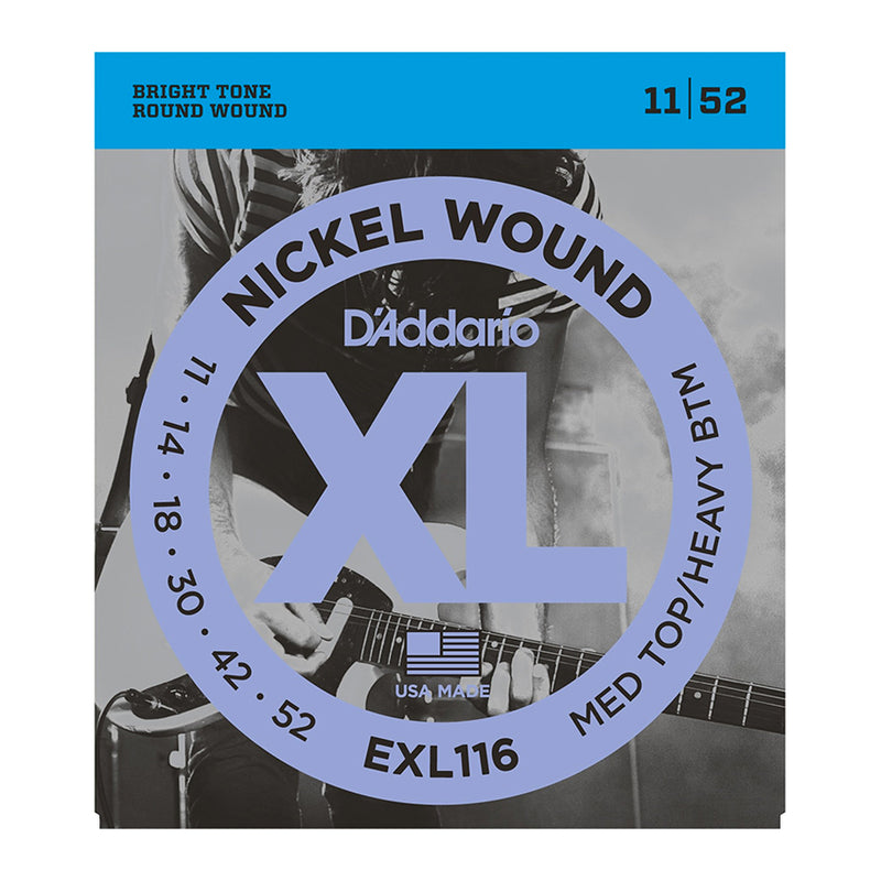 D'Addario EXL116 Set Nickel Wound, Med Top/Heavy Bottom, 11-52