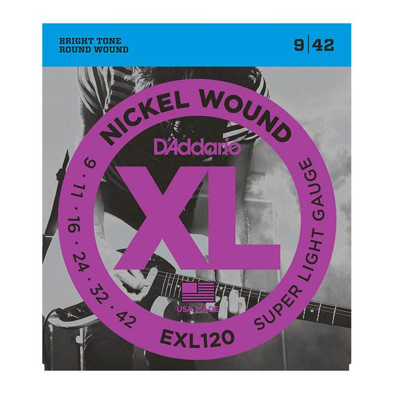 D'Addario EXL120 Electric Guitar Set Nickel Wound, Super Light, 9-42